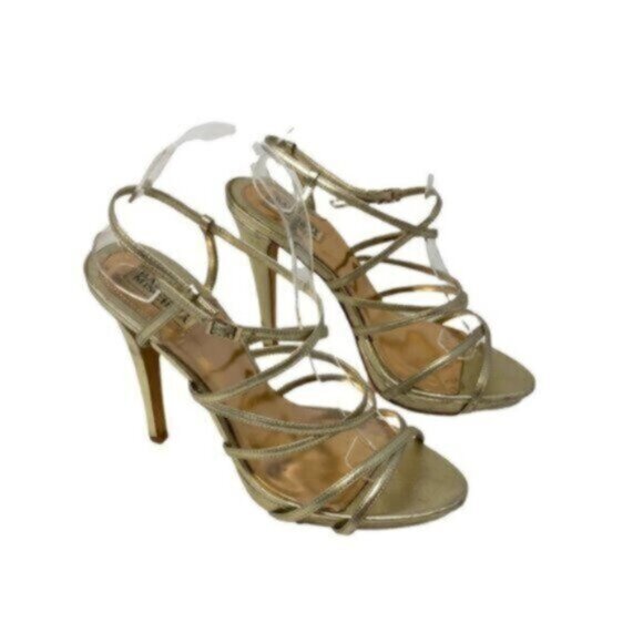 BADGLEY MISCHKA Strappy High Heels Formal Gold Size 10 - Picture 2 of 9